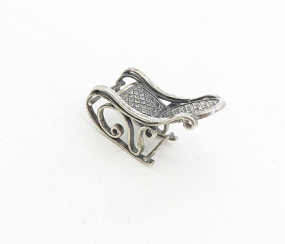 925 Sterling Silver  Vintage Oxidized Detail Rocking Chair Trinket  TR1448
