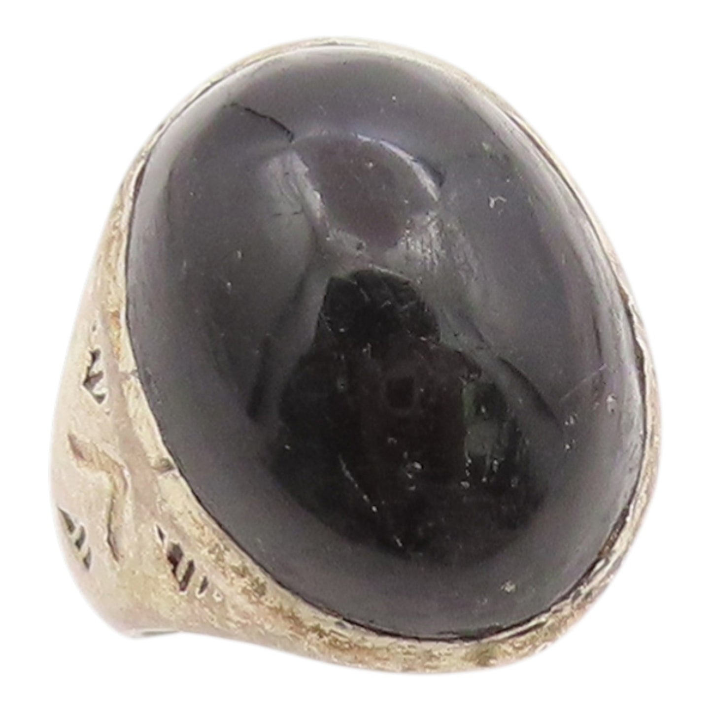 925 Sterling Silver Vintage Ring Cabochon Black Onyx Band  Sz 11.5  RG36260