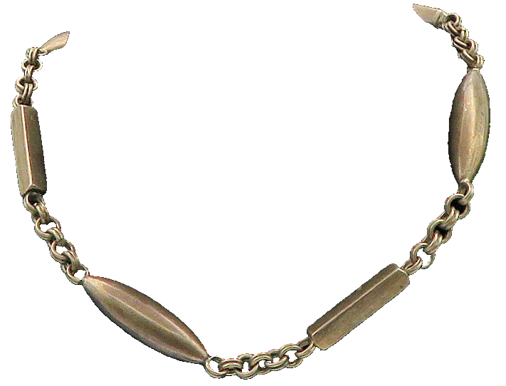MEXICO 925 Sterling Silver Vintage Smooth Cylinder Style Chain Necklace  NE2804