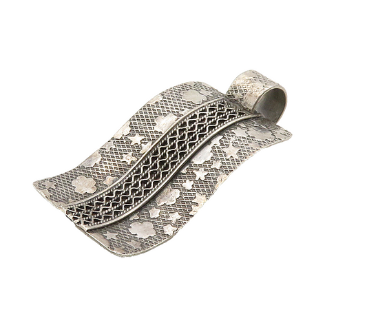 DESIGNER 925 Sterling Silver  Vintage Dark Tone Swirl Twist Pendant  PT12498