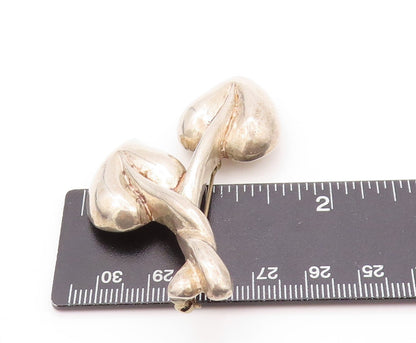 925 Sterling Silver Vintage Brooch Modernist Interwind Carved Leaves  BP11528