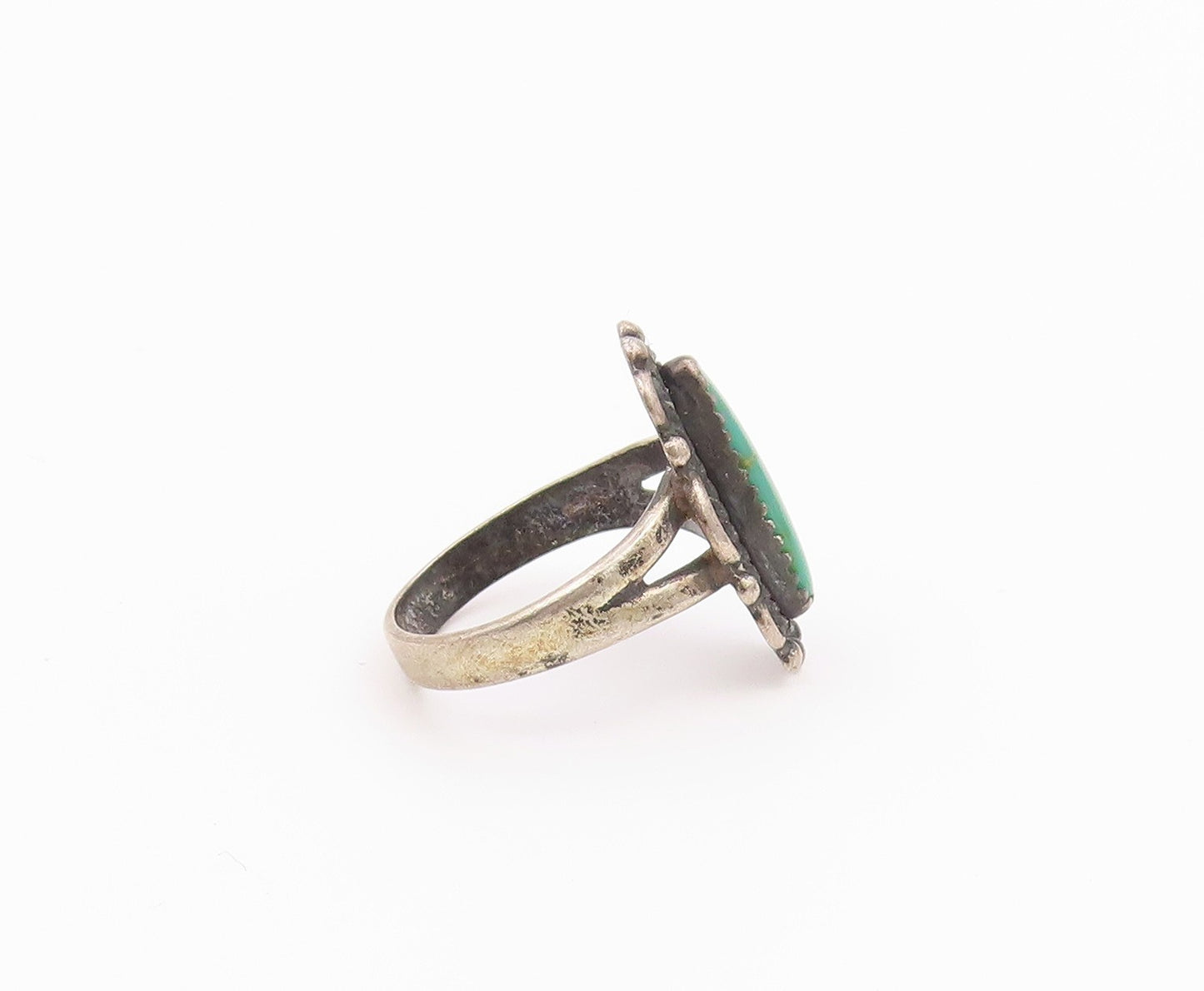 925 Sterling Silver Vintage Ring NAVAJO Turquoise Statement Band  Sz 6  RG36544