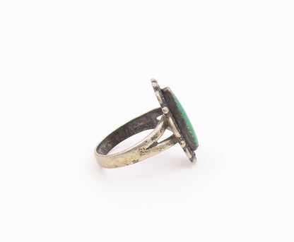925 Sterling Silver Vintage Ring NAVAJO Turquoise Statement Band  Sz 6  RG36544