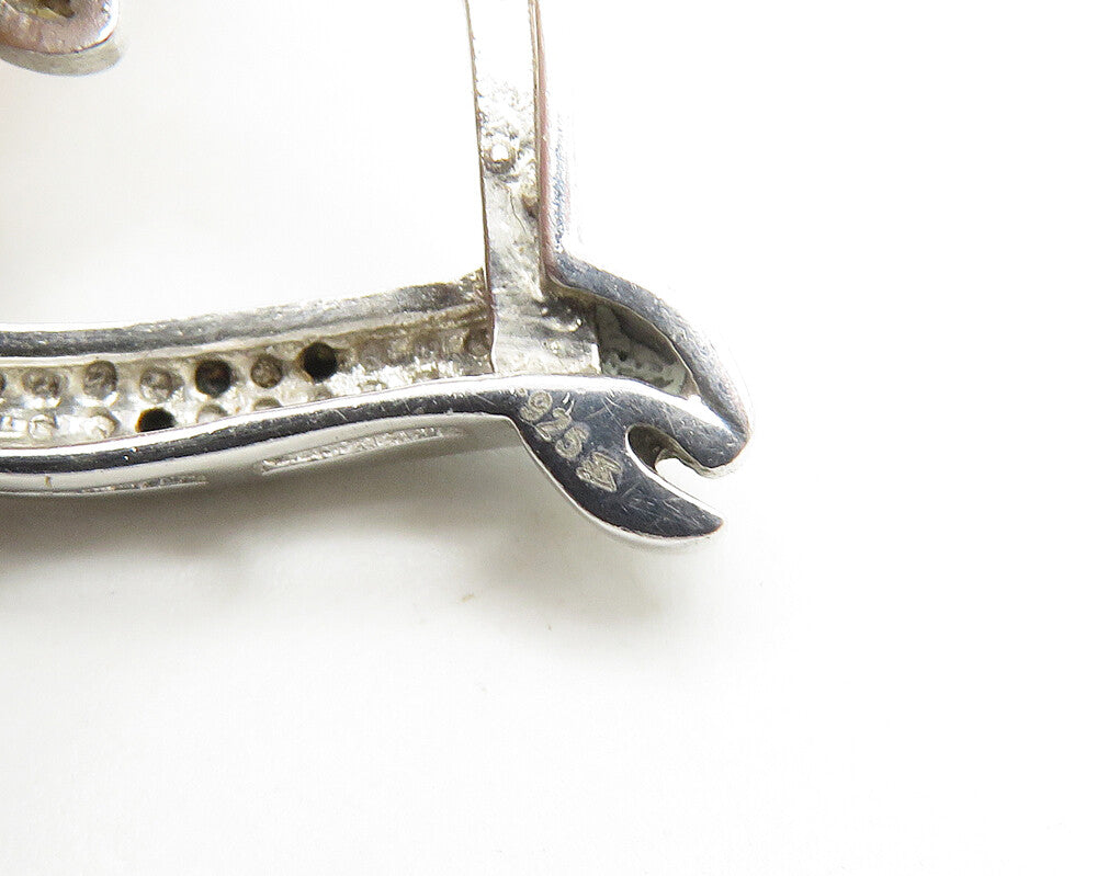 925 Sterling Silver  Vintage Genuine Diamonds Love Heart Pendant  PT14622