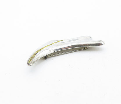 MEXICO 925 Sterling Silver  Vintage Modernist 2 Tone Twist Brooch Pin  BP2038