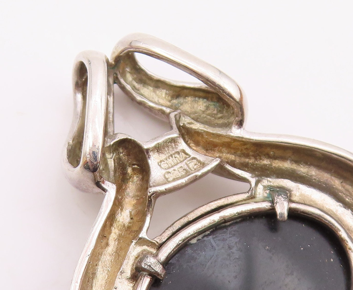 ROSS SIMON 925 Sterling Silver  Vintage Cabochon Black Onyx Pendant  PT11754