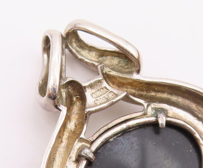 ROSS SIMON 925 Sterling Silver  Vintage Cabochon Black Onyx Pendant  PT11754