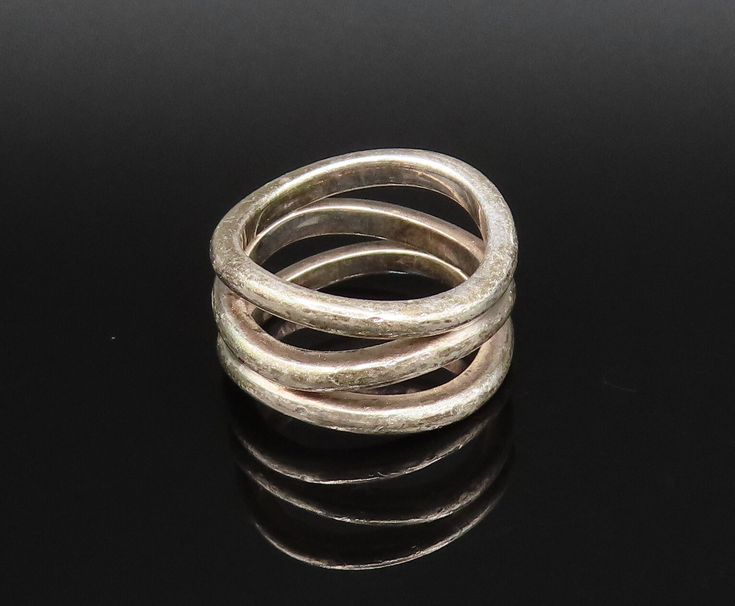 EMPORIO ARMANI 925 Silver  Vintage Modernist Wavy Open Band Ring Sz 7  RG25717
