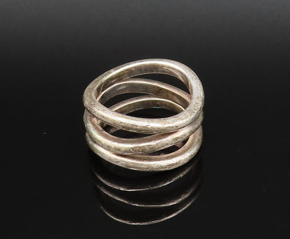 EMPORIO ARMANI 925 Silver  Vintage Modernist Wavy Open Band Ring Sz 7  RG25717