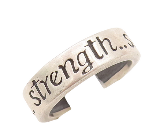 925 Sterling Silver Vintage Ring Minimalist Solid Etched Strength  Sz 6  RG28754