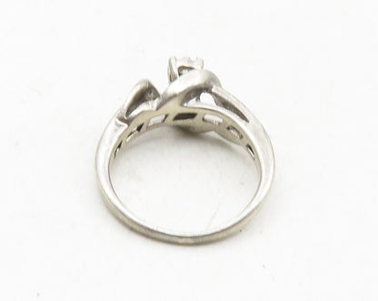 925 Sterling Silver  Vintage Genuine Diamonds Wrapped Band Ring Sz 5  RG9991