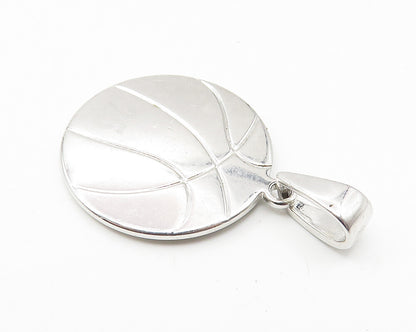 925 Sterling Silver  Polished Basketball Sports Motif Drop Pendant  PT8505