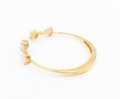 925 Sterling Silver Vintage Bracelet Gold Plated Quartz Elegant Cuff  BT11656