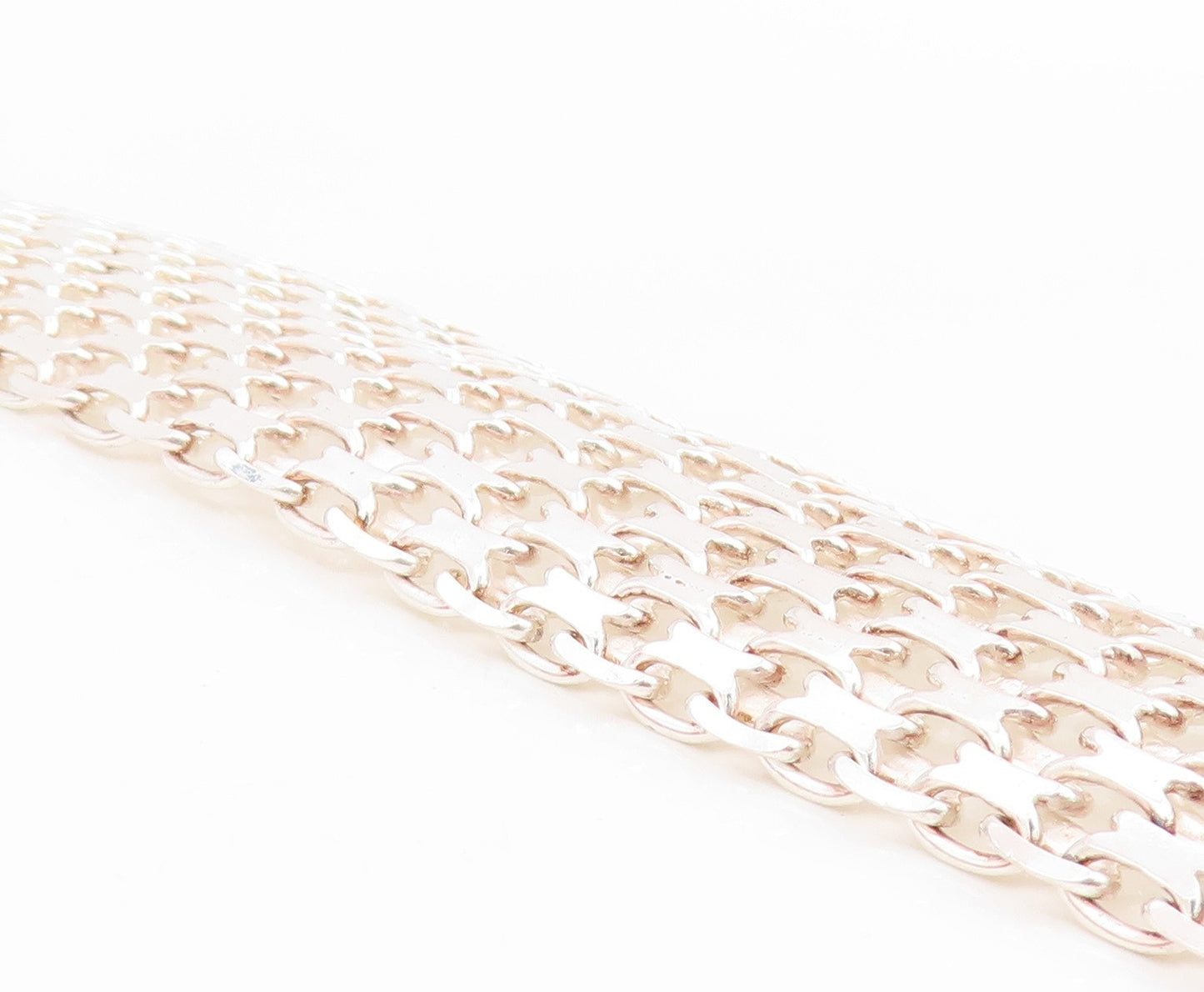 925 Sterling Silver Vintage Bracelet Intricate Geometric Pattern Link  BT11924