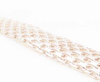 925 Sterling Silver Vintage Bracelet Intricate Geometric Pattern Link  BT11924