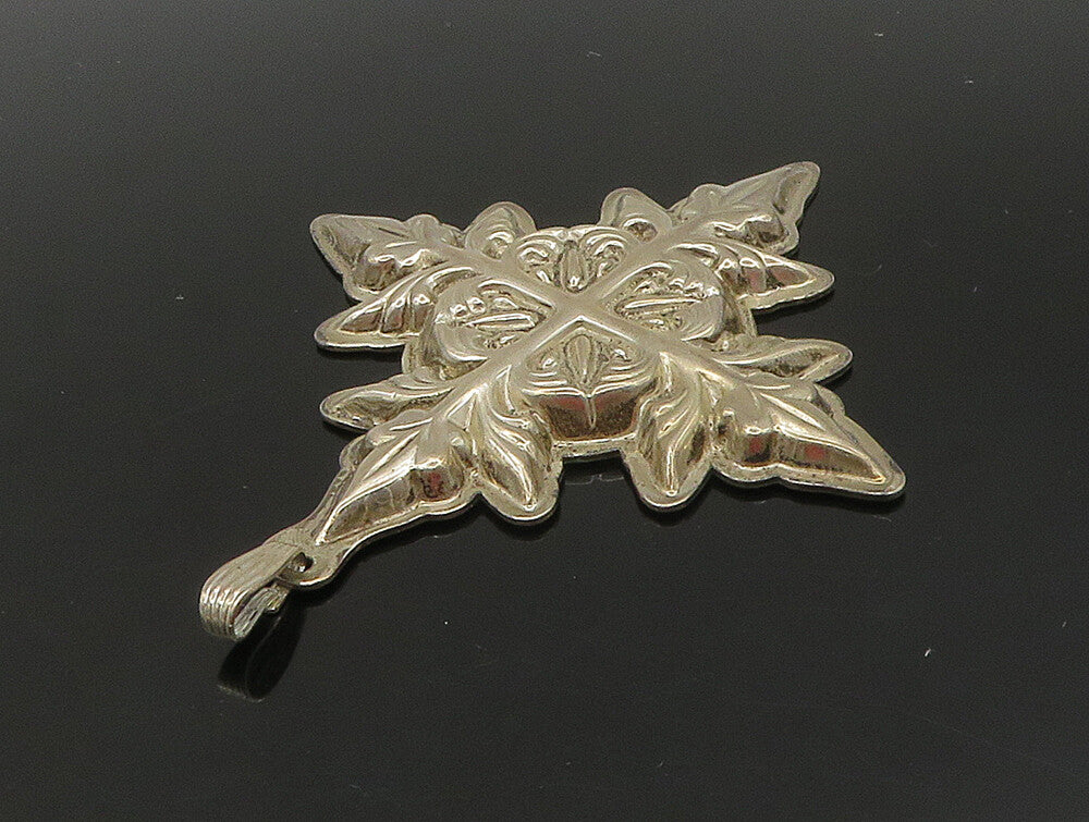REED & BARTON 925 Silver  Vintage Hallow Christmas Cross Pendant  PT19778