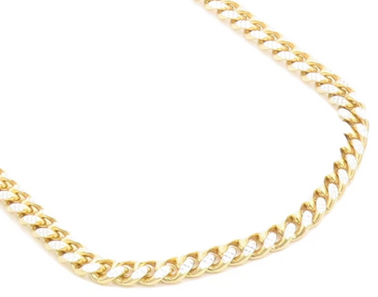 925 Sterling Silver  Diamond Cut Two Tone Curb Link Chain Necklace  NE1662