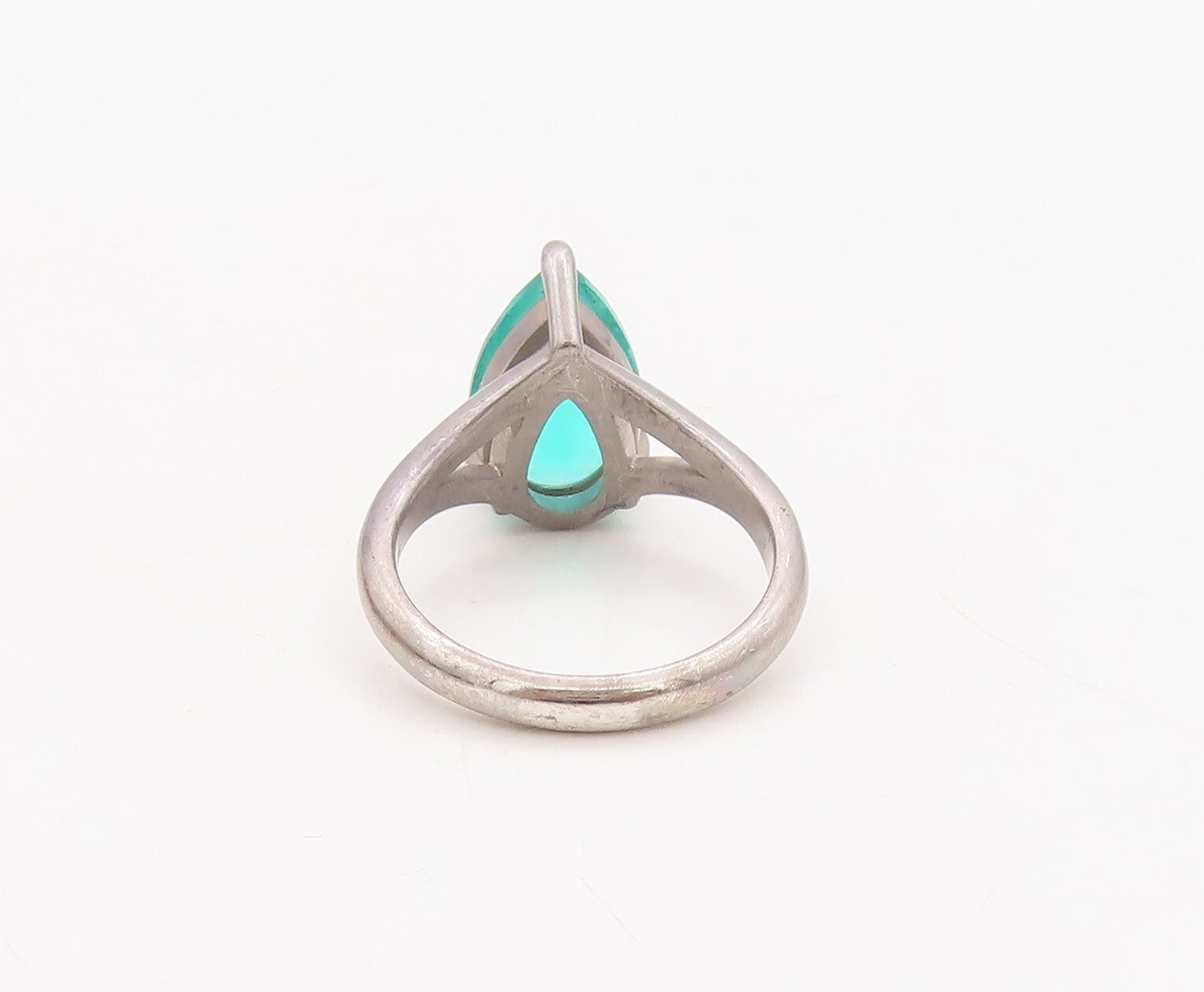 925 Sterling Silver Vintage Ring Minimalist Drop Cut Green CZ  Sz 7  RG29662