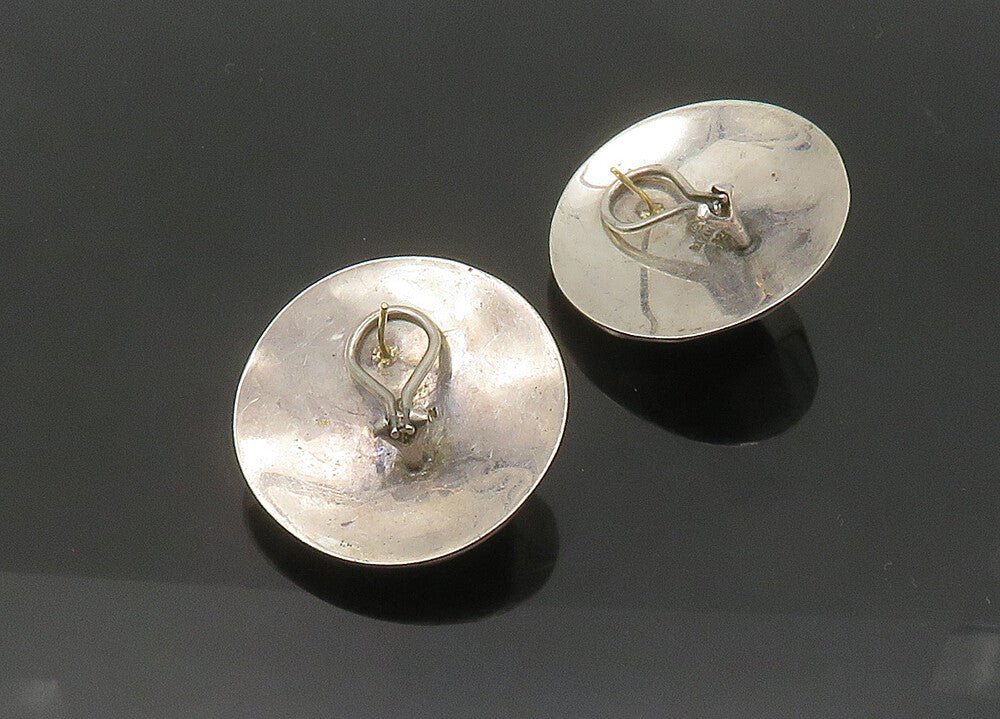 BAYANIHAN 925 Silver & 14K GOLD  Vintage Shiny Dome Drop Earrings  EG10527