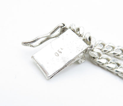 925 Sterling Silver  Vintage Two Tone Eagle Curb Link Chain Bracelet  BT2225