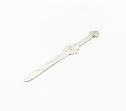 925 Sterling Silver  Vintage Floral Etched Detail Sword Motif Pendant  PT12844