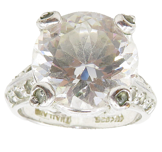 925 Sterling Silver  Sparkling Cubic Zirconia Cocktail Ring Sz 6  RG18209