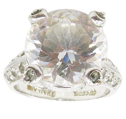 925 Sterling Silver  Sparkling Cubic Zirconia Cocktail Ring Sz 6  RG18209