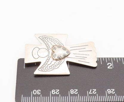 CAROLYN POLLLACK 925 Silver  Vintage Flying Angle Cross Brooch Pin  BP10381
