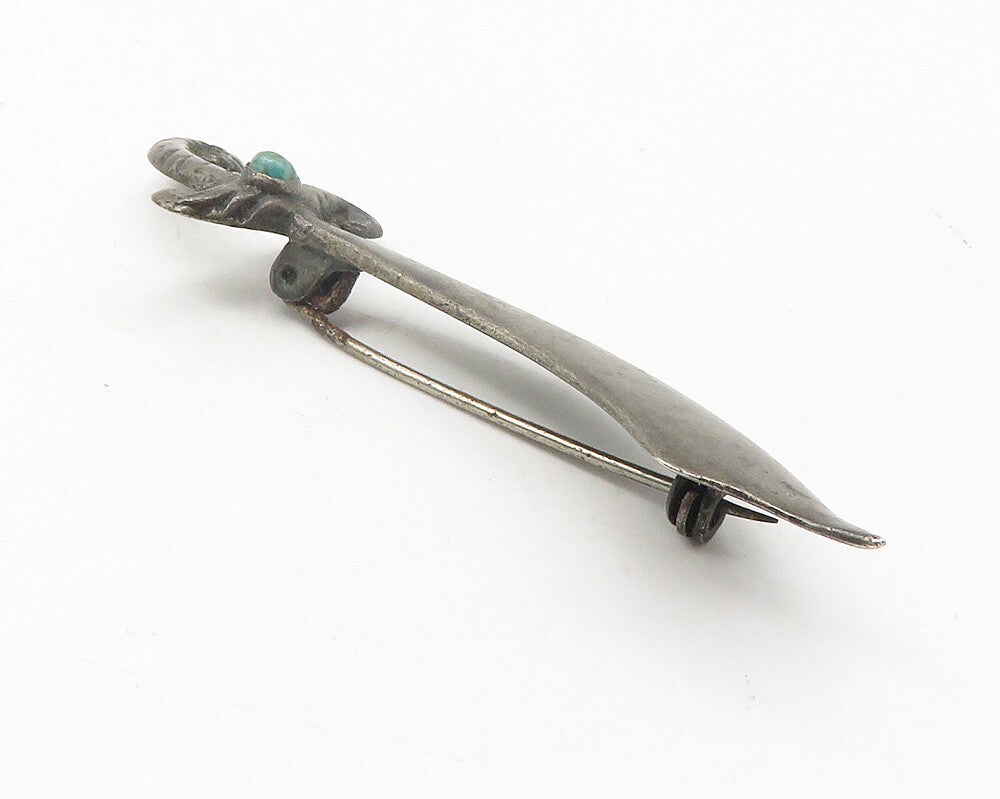 MEXICO 925 Sterling Silver  Vintage Antique Turquoise Sword Brooch Pin  BP4317