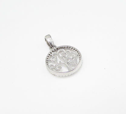 925 Sterling Silver  White Cubic Zirconia Love Heart Tree Drop Pendant  PT1734