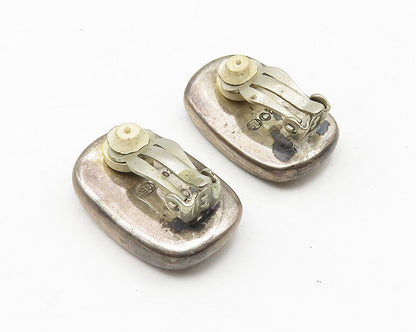 925 Sterling Silver  Vintage Dark Tone Smooth Non Pierce Earrings  EG5693