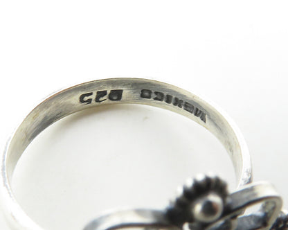 MEXICO 925 Sterling Silver Vintage Swirl Floral Motif Band Ring Sz 7  RG18039