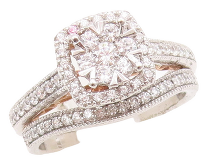 925 Sterling Silver Vintage Ring Designer Princess Cut & CZ Set  Sz 7  RG30739