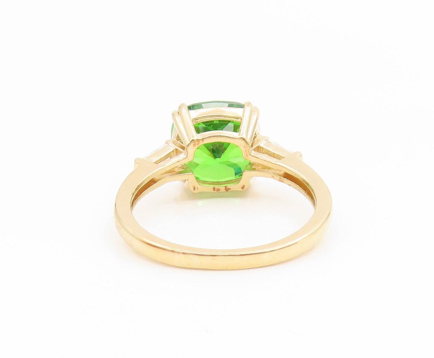 925 Sterling Silver Vintage Ring Gold Plated Green & White CZ Band Sz 8 RG35288