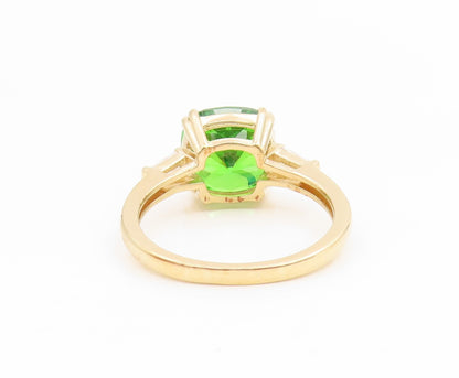 925 Sterling Silver Vintage Ring Gold Plated Green & White CZ Band Sz 8 RG35288