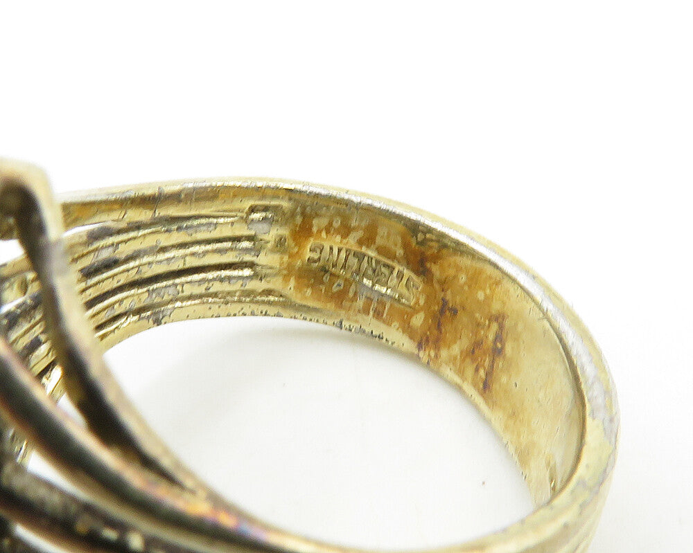 PANETTA 925 Silver  Vintage Topaz Gold Plated Cocktail Ring Sz 7.5  RG19335