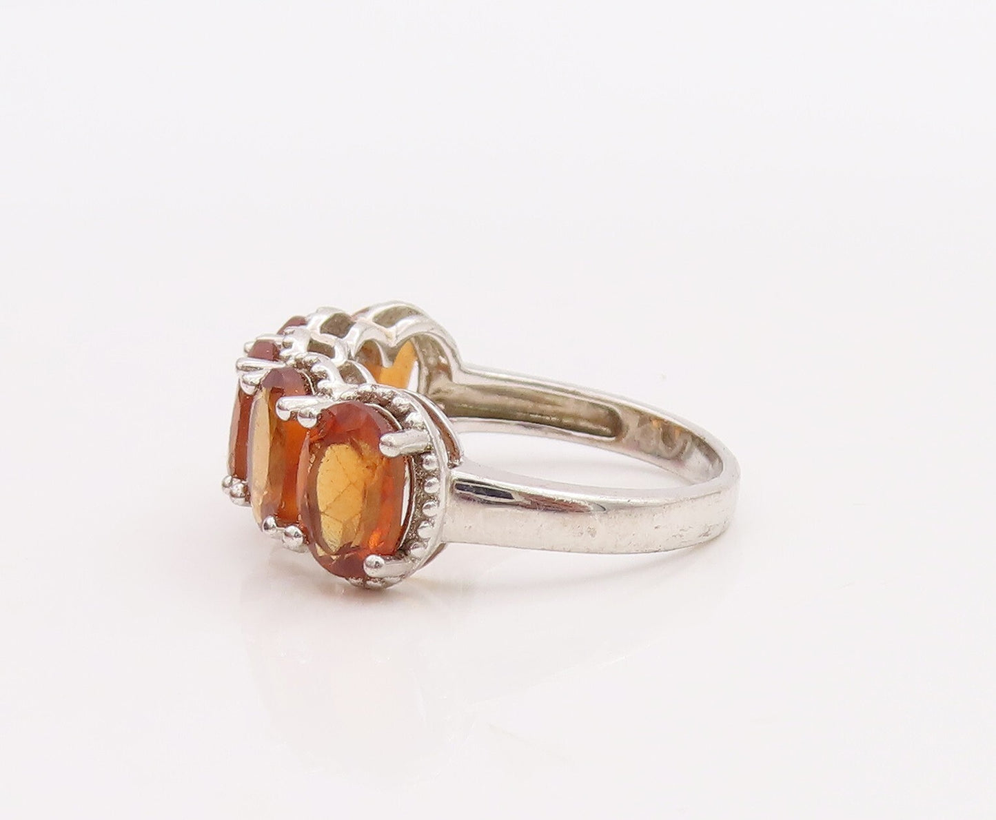 925 Sterling Silver Vintage Ring Minimalist Oval Cut Citrine Band  Sz 6  RG28864
