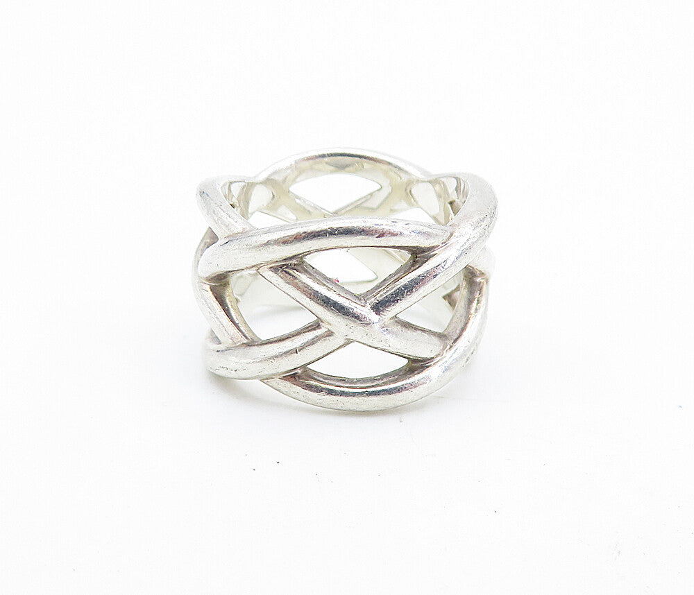 TIFFANY & CO. 925 Silver  Interlaced Braided Open Design Band Ring Sz 5 RG6990