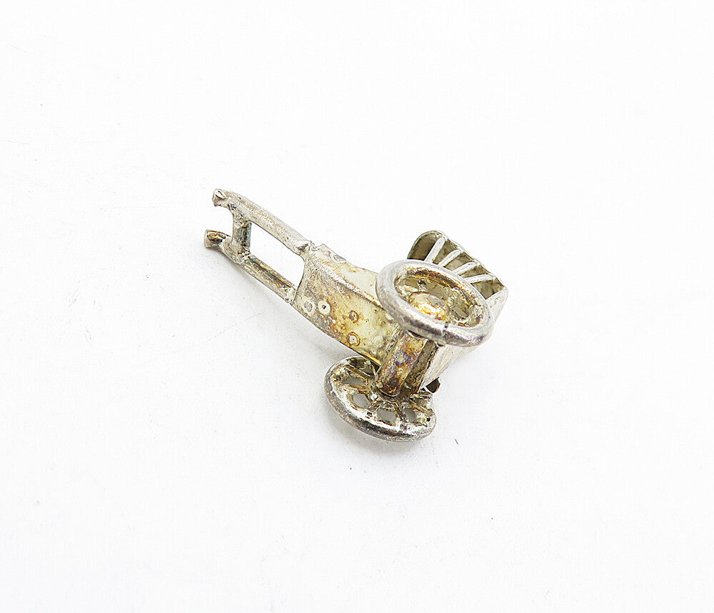 925 Sterling Silver  Vintage Petite Old Fashioned Carriage Pendant  PT3413