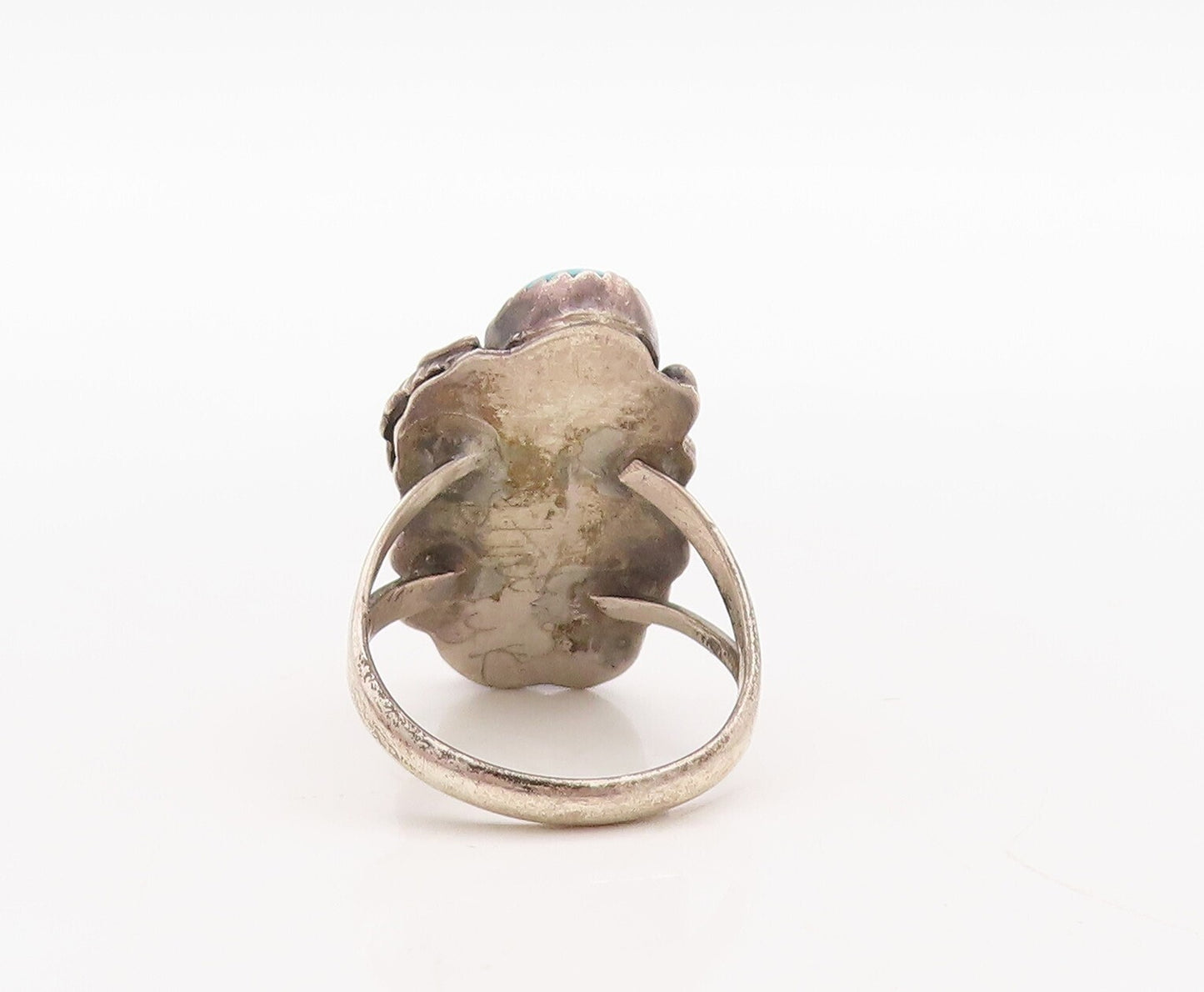 925 Sterling Silver Vintage Ring NAVAJO ZUNI Floral Turquoise  Sz 7  RG31409