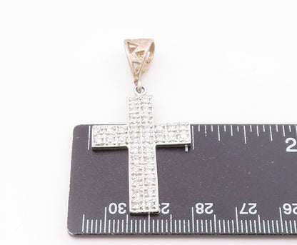 925 Sterling Silver  Vintage Cubic Zirconia Religious Cross Pendant  PT17462