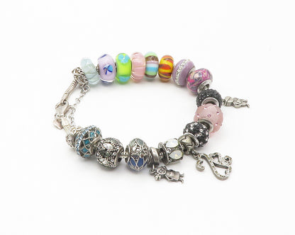 925 Sterling Silver Cubic Zirconia & Multi Stone Beaded Bracelet BT5647