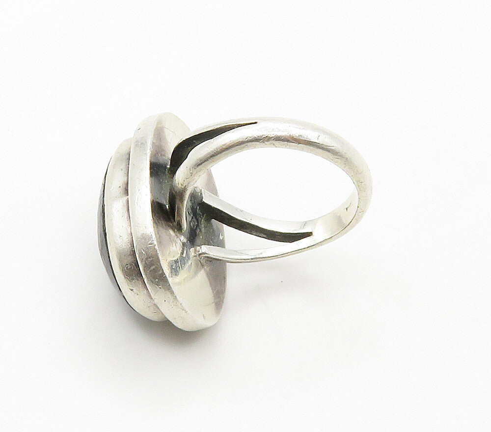 MEXICO 925 Sterling Silver  Vintage Black Onyx Cocktail Ring Sz 8  RG16099