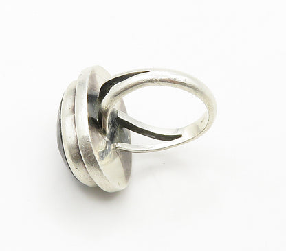 MEXICO 925 Sterling Silver  Vintage Black Onyx Cocktail Ring Sz 8  RG16099