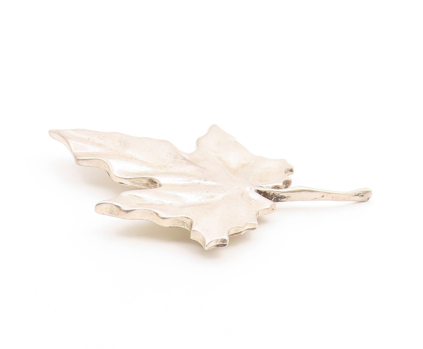 MMA 925 Sterling Silver  Vintage Modernist Single Leaf Brooch Pin  BP9451