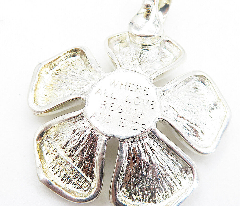 ESPO 925 Silver & 14K GOLD  Vintage Shiny Two Tone Flower Pendant  PT4483