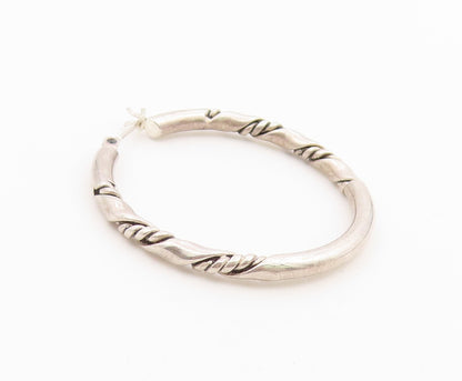 925 Sterling Silver Vintage Earrings Polished Twisted Cable Rope Hoops  EG14418