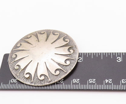 925 Sterling Silver Vintage Brooch Sun Or Morning Star Design Textured   BP11596