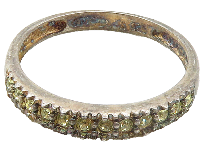 AVON 925 Silver  Vintage Yellow Topaz Dark Tone Band Ring Sz 9.5  RG16698