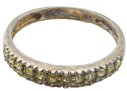 AVON 925 Silver  Vintage Yellow Topaz Dark Tone Band Ring Sz 9.5  RG16698
